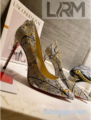 Christian Louboutin Snakeskin Embossed Leather Pumps Grey 202101