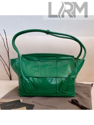 Bottega Veneta Medium Arco Slouch Top Handle Bag in Maxi-Woven Shiny Paper Calfskin Green 2020