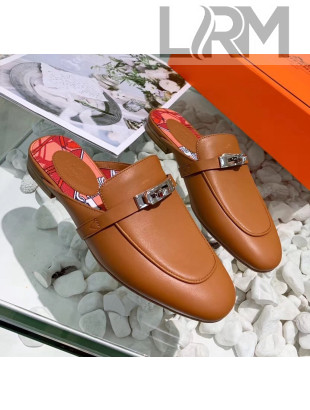 Hermes Calfskin Oz Mules Brown 2020