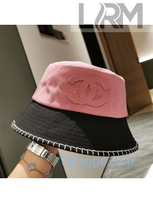 Chanel Two-tone Bucket Hat with Stitch Brim Pink 2020