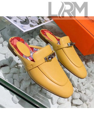 Hermes Calfskin Oz Mules Yellow 2020