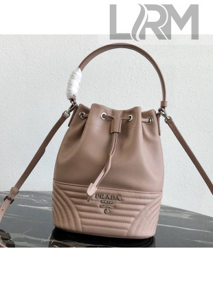 Prada Calfskin Drawstring Bucket Bag 1BH038 Nude 2019