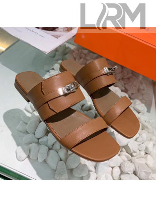 Hermes Calfskin Avenue Sandal Brown 2020