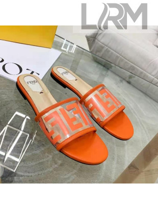 Fendi FF Transparent Flat Slide Sandals Orange 2021