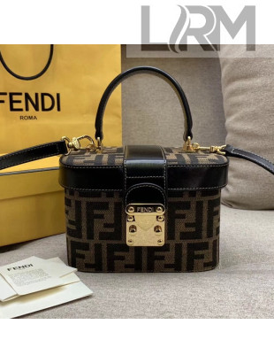 Fendi Leather/FF Pattern Canvas Vintage Box Handbag