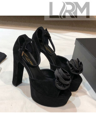 Saint Laurent Suede Platform Sandals 13.5cm All Black 2021