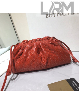 Bottega Veneta The Mini Pouch Crossbody Bag in Woven Lambskin Polish Red 2020