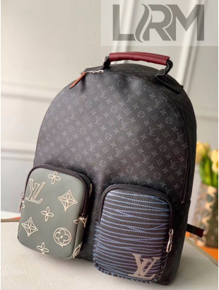 Louis Vuitton Men's Monogram Flower and Stripes Backpack M56851 Monogram Eclipse Canvas 2020