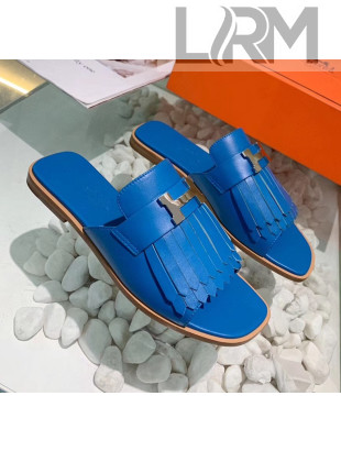 Hermes Calfskin Auteuil Sandal Blue 2020