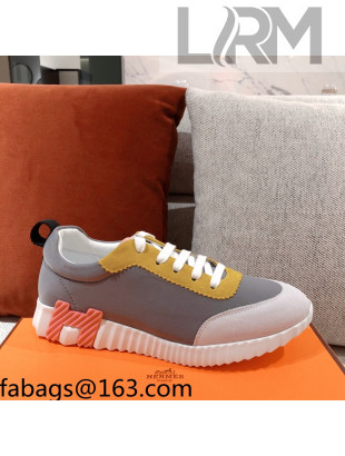 Hermes Bouncing Technical Canvas and Suede Sneakers Grey 2021 02