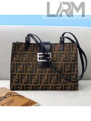 Fendi Vintage Horizontal FF Canvas Small Tote Bag Brown 2021