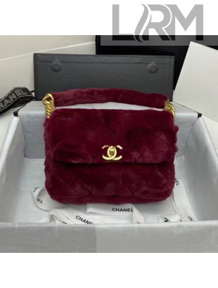 Chanel Quilted Shearling Lambskin Flap Bag AS2240 Burgundy 2020