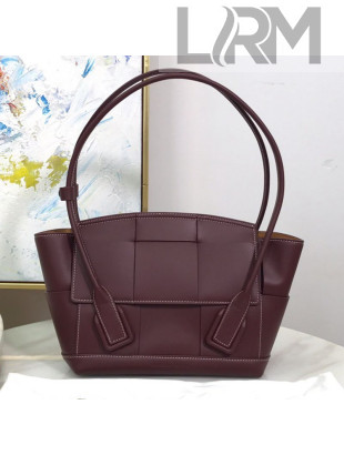 Bottega Veneta Arco Small Bag in Smooth Maxi Woven Calfskin Burgundy 2019