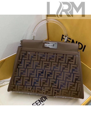 Fendi Transparent Peekaboo Regular Top Handle Bag Coffee 2019