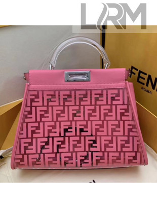 Fendi Transparent Peekaboo Regular Top Handle Bag Pink 2019