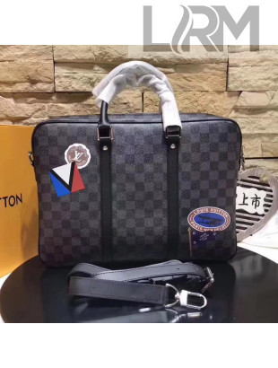 Louis Vuitton Damier Graphite Stickers Porte-Documents Voyage Bag PM 2017 League Collection