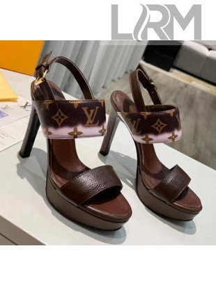 Louis Vuitton LV Escale Calfskin Platform Sandal With 10.5cm Heel Brown 2020