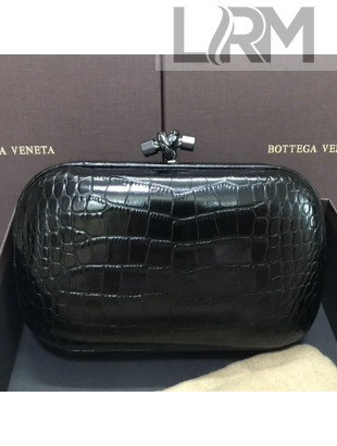 Bottega Veneta Knot Clutch in Crocodile Calfskin Black 2021 01