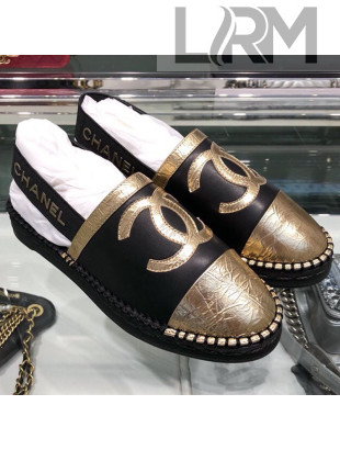 Chanel Slingback Espadrilles G34817 Black/Gold 2019