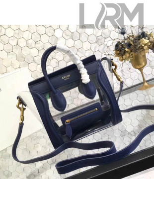 Celine Nano Luggage Bag in Calfskin & PVC Navy Blue 2018