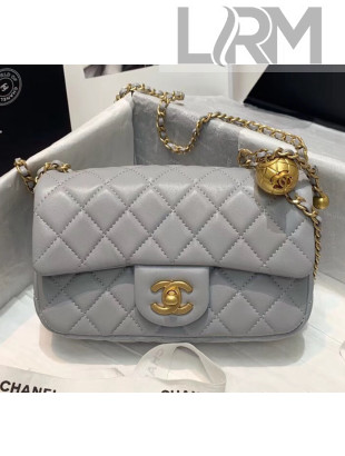 Chanel Lambskin & Gold-Tone Metal Flap Bag AS1787 Grey 2020