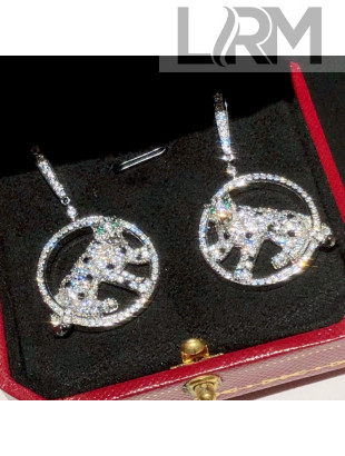 Cartier Leopard Crystal Earrings Silver/Green 2021 082569