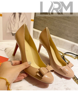 Christian Louboutin Patent Leather Pumps 8cm with Bow Nude 2021