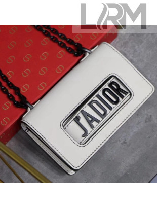 Dior "J'ADIOR" Mini Flap Bag In White Calfskin with Black Metal 2018