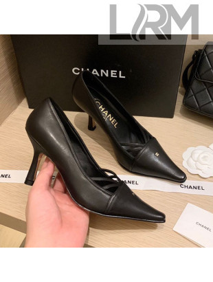 Chanel Vintage Calfskin Strap Pumps 7cm Black 2021