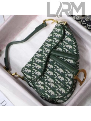 Dior Mini Saddle Bag in Oblique Jacquard Canvas Green 2018