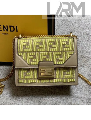 Fendi Kan U Small Embroidered Shoulder Bag Yellow/Grey 2020