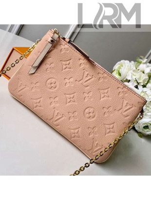 Louis Vuitton Monogram Empreinte Leather Pochette Double Zip Clutch M63919 Beige/Doré 2019