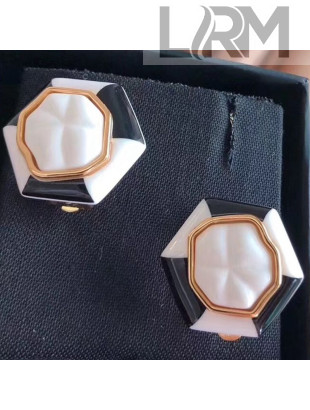 Chanel Black and White Rhombus Studs Earrings 2019