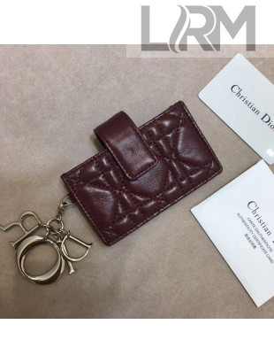 Dior Lady Dior Gusseted Card Houlder in "Cannage" Lambskin Burgundy 2018