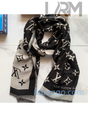 Louis Vuitton Miss LV Wool Silk Scarf 70x200cm M76170 Black 2020