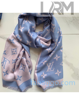 Louis Vuitton Miss LV Wool Silk Scarf 70x200cm M76170 Blue/Pink 2020