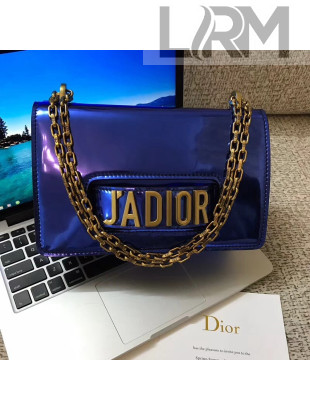 Dior J'adior Flap Bag with Chain in Metallic Mirror Calfskin Royal Blue 2018