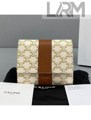 Celine Small Trifold Wallet in Triomphe Canvas White 2021 60031