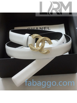 Chanel Calfskin Belt 20mm with Twist Metal CC Buckle White 2020