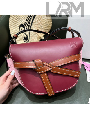 Loewe Small Gate Bag in Soft Calfskin Burgundy/Pink 2022 Top