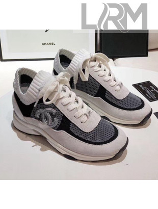 Chanel Calfskin Fabric & Suede Sneaker G36258 White/Black/Grey 2020