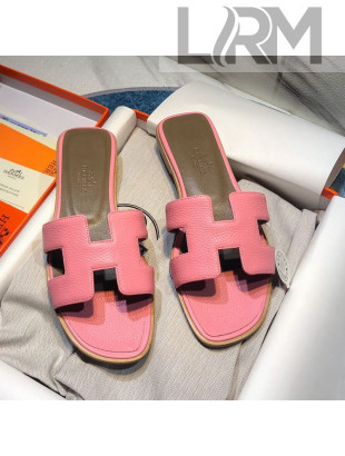 Hermes Oran Classic Calfskin Flat Slide Sandal Pink 2021 05