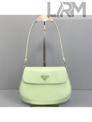 Prada Cleo Brushed Leather Shoulder Bag with Flap 1BD311 Aqua Green 2021