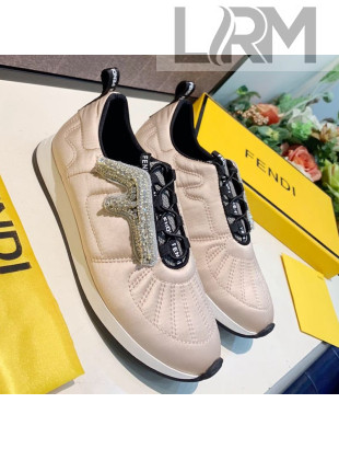 Fendi FFreedom Silk Crystal F Slip-on Sneakers Pink 2019