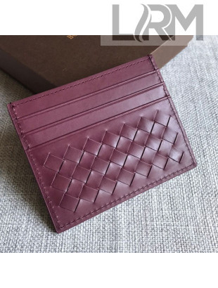 Bottega Veneta Woven Credit Card Case/Holder Burgundy 2021