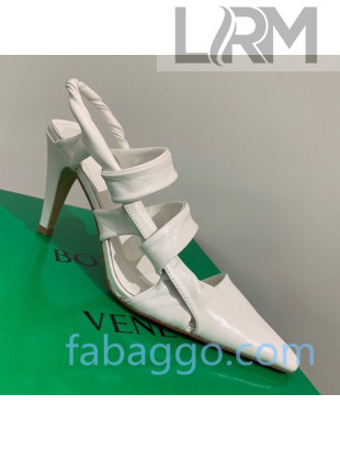 Bottega Veneta Lambskin Twisted Straps Point Sandals 85mm Heel White 2020