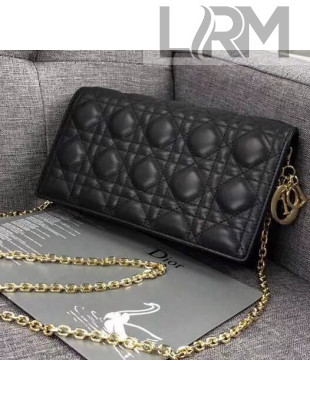 Dior Lady Dior Rectangular Clutch in Cannage Lambskin Black 2018