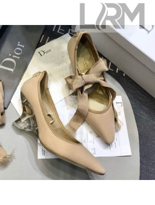 Dior Etoile Lace Up 70mm Wedge Pump in Nude Micro Mesh 2019