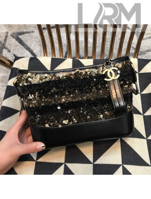 Chanel Sequins Gabrielle Small Hobo Bag A91810 Gold/Black 2019