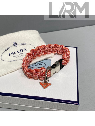 Prada Braided Nappa Leather Bracelet Caramel Brown/Orange 2021